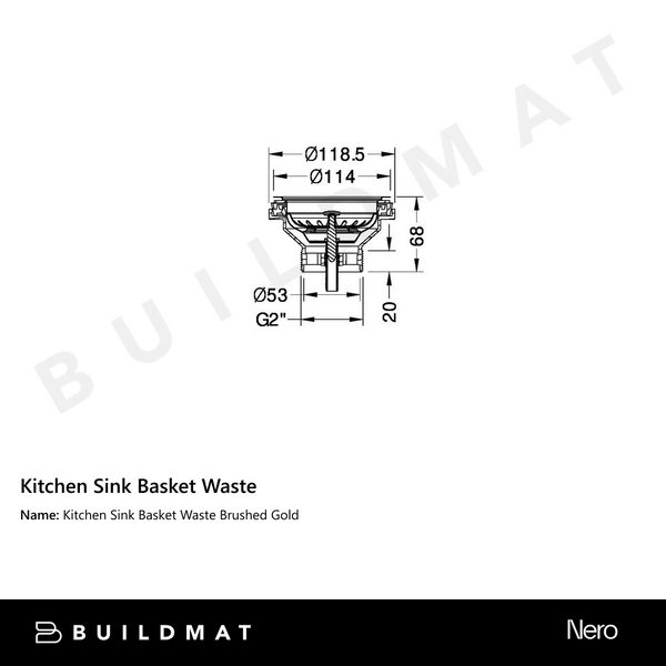 Nero Kitchen Sink Basket Waste Aged Brass