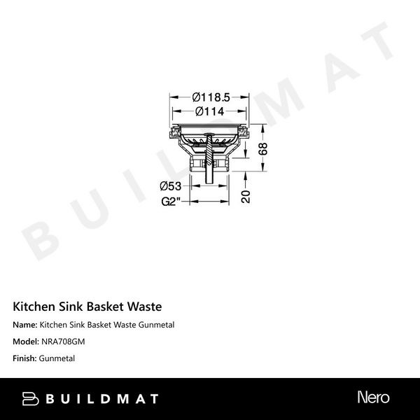 Nero Kitchen Sink Basket Waste Gunmetal