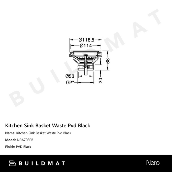 Nero Kitchen Sink Basket Waste Pvd Black