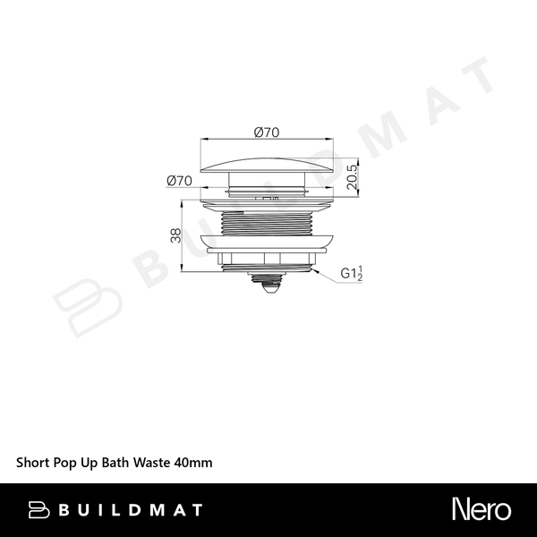 Nero Short Pop Up Bath Waste 40mm Brushed Bronze