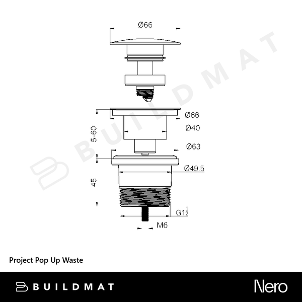 Nero Project Pop Up Waste Matte Black