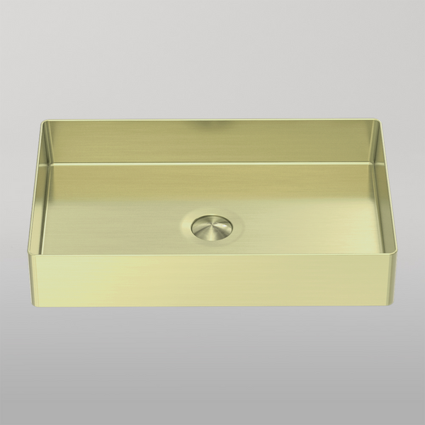 Nero Opal Rectangle Stainless Steel Basin Brushed Gold