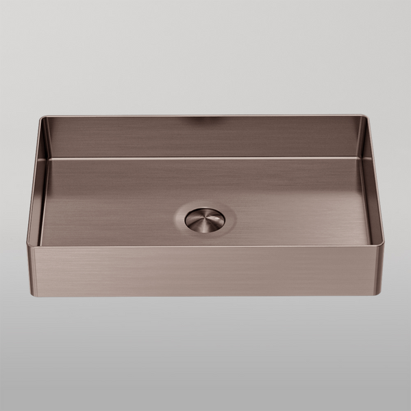 Nero Opal Rectangle Stainless Steel Basin Brushed Bronze