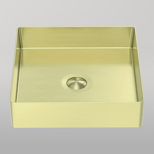 Nero Opal Square 400mm Stainless Steel Basin Brushed Gold