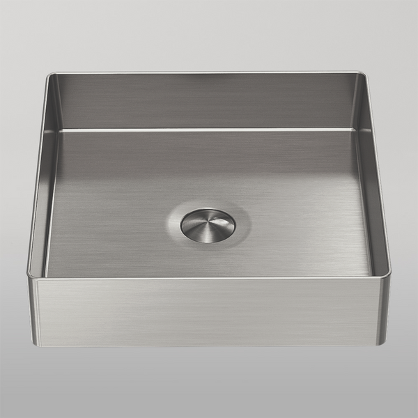 Nero Opal Square 400mm Stainless Steel Basin Brushed Nickel