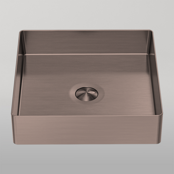 Nero Opal Square 400mm Stainless Steel Basin Brushed Bronze