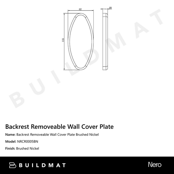 Nero Backrest Removeable Wall Cover Plate Brushed Nickel