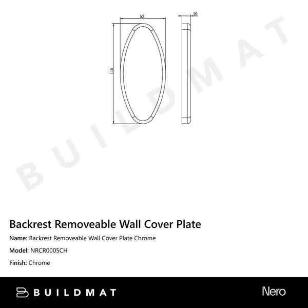 Nero Backrest Removeable Wall Cover Plate Chrome