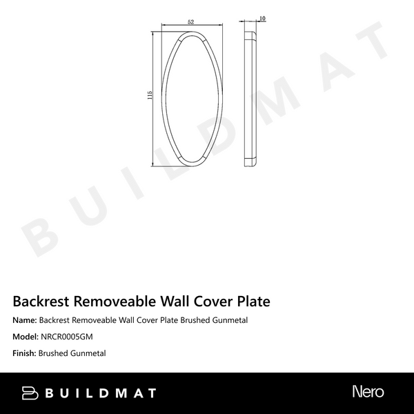 Nero Backrest Removeable Wall Cover Plate Gun Metal