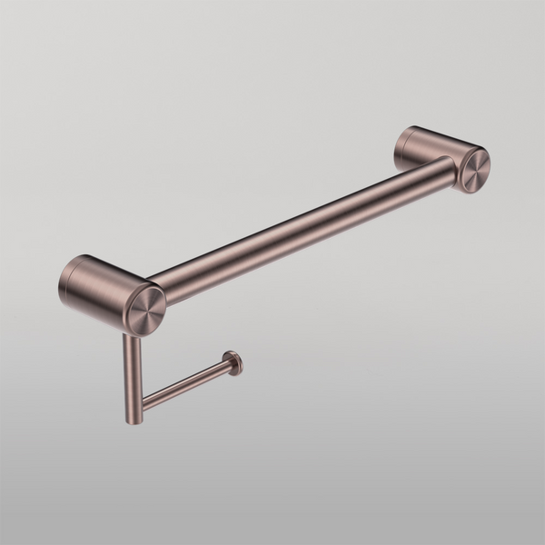Nero Mecca Care 32mm Grab Rail With Toilet Roll Holder 450mm Brushed Bronze