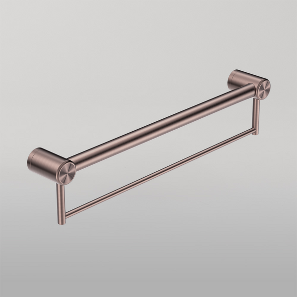 Nero Mecca Care 32mm Grab Rail With Towel Holder 900mm Brushed Bronze