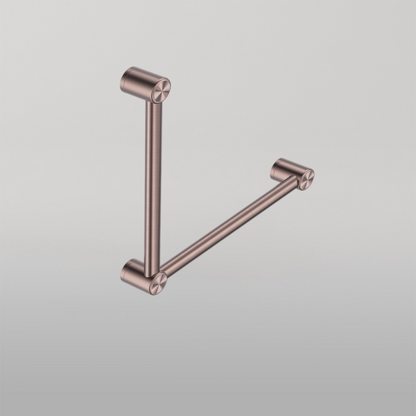 Nero Mecca Care 32mm Ambulant Toilet Grab Rail 90 Degree 450X450mm Brushed Bronze