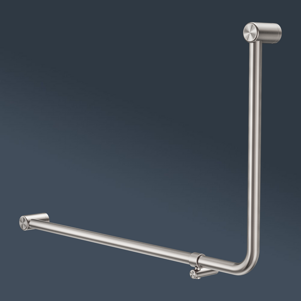 Nero Mecca Care DDA 600x1000mm 90 degree Bent Tube Grab Rail Brushed Nickel