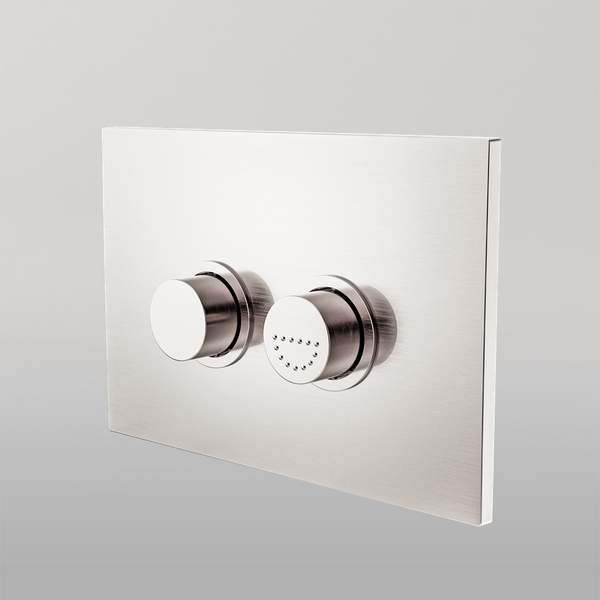 Nero Raised Disabled Care Pneumatic Flush Buttons Plate DDA Compliant Brushed Nickel