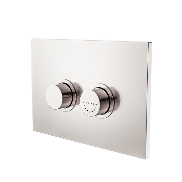 Nero Raised Disabled Care Pneumatic Flush Buttons Plate DDA Compliant Brushed Nickel