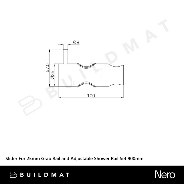 Nero Slider For Mecca Care 25mm Grab Rail and Adjustable Shower Rail Set 900mm Brushed Gold