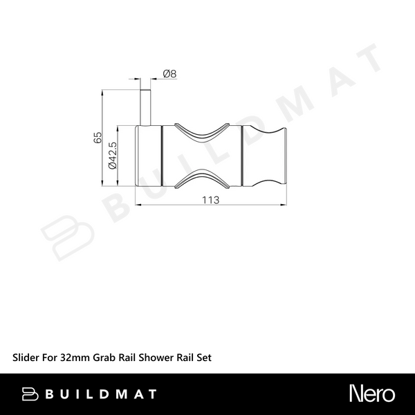 Nero Slider For Mecca Care 32mm Grab Rail Shower Rail Set Brushed Gold