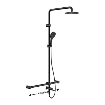Nero Mecca Care 32mm T Bar Grab Rail 1100 x 750mm Twin Shower Set Matte Black