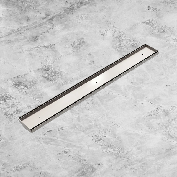 Nero Tile Insert V Channel 900x106mm Floor Grate (without Outlet) Brushed Nickel