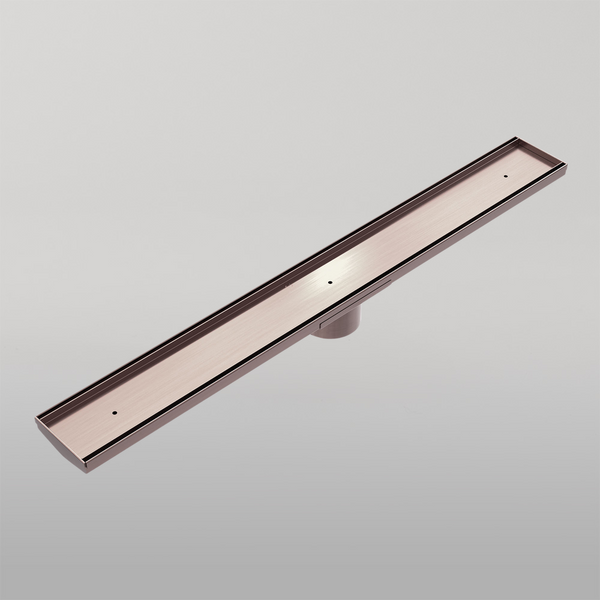 Nero Tile Insert V Channel 900x106mm Floor Grate 90mm Outlet Brushed Bronze