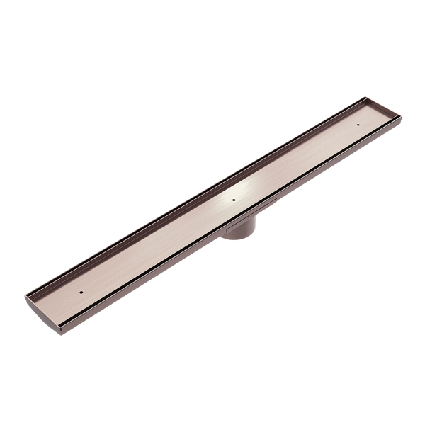 Nero Tile Insert V Channel 900x106mm Floor Grate 90mm Outlet Brushed Bronze