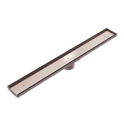 Nero Tile Insert V Channel 900x106mm Floor Grate 90mm Outlet Brushed Bronze