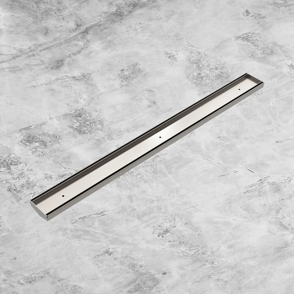 Nero Tile Insert V Channel 900x82mm Floor Grate (without Outlet) Brushed Nickel