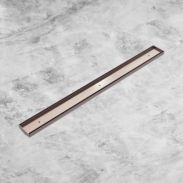 Nero Tile Insert V Channel 900x82mm Floor Grate (without Outlet) Brushed Bronze