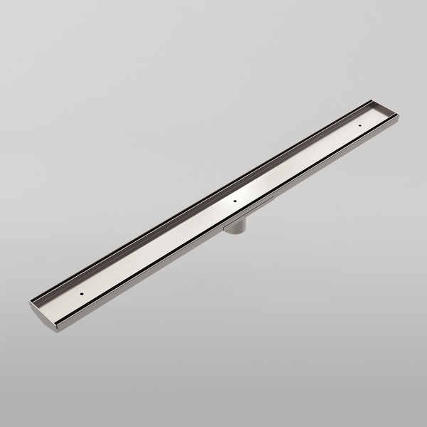 Nero Tile Insert V Channel 900x82mm Floor Grate 50mm Outlet Brushed Nickel