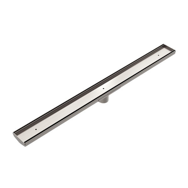 Nero Tile Insert V Channel 900x82mm Floor Grate 50mm Outlet Brushed Nickel