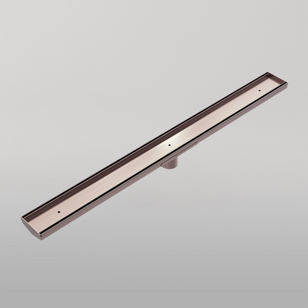 Nero Tile Insert V Channel 900x82mm Floor Grate 50mm Outlet Brushed Bronze
