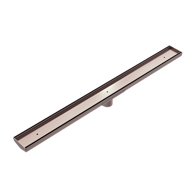 Nero Tile Insert V Channel 900x82mm Floor Grate 50mm Outlet Brushed Bronze