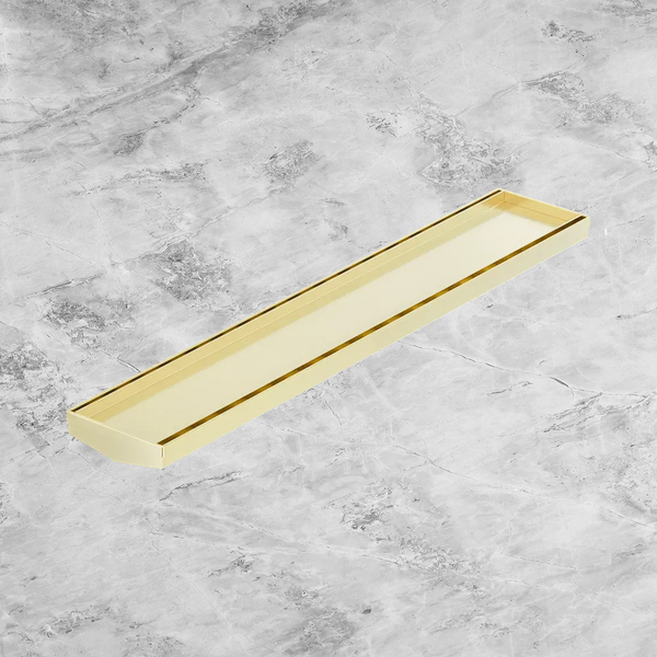 Nero Tile Insert V Channel 600x106mm Floor Grate (without Outlet) Brushed Gold