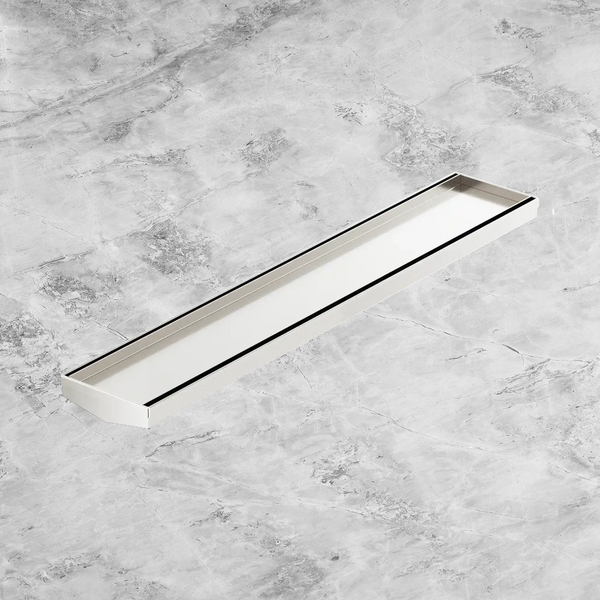 Nero Tile Insert V Channel 600x106mm Floor Grate (without Outlet) Brushed Nickel