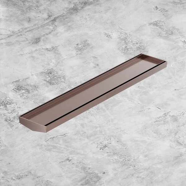 Nero Tile Insert V Channel 600x106mm Floor Grate (without Outlet) Brushed Bronze