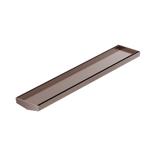Nero Tile Insert V Channel 600x106mm Floor Grate (without Outlet) Brushed Bronze