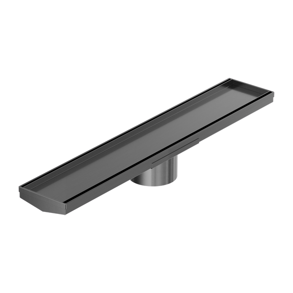 Nero Tile Insert V Channel 600x106mm Floor Grate 90mm Outlet Gunmetal