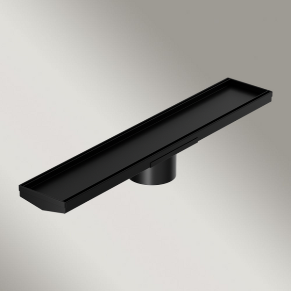 Nero Tile Insert V Channel 600x106mm Floor Grate 90mm Outlet Matte Black