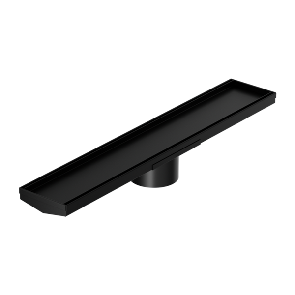 Nero Tile Insert V Channel 600x106mm Floor Grate 90mm Outlet Matte Black