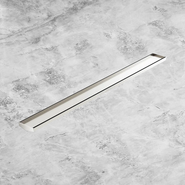 Nero Tile Insert V Channel 1200x106mm Floor Grate (without Outlet) Brushed Nickel