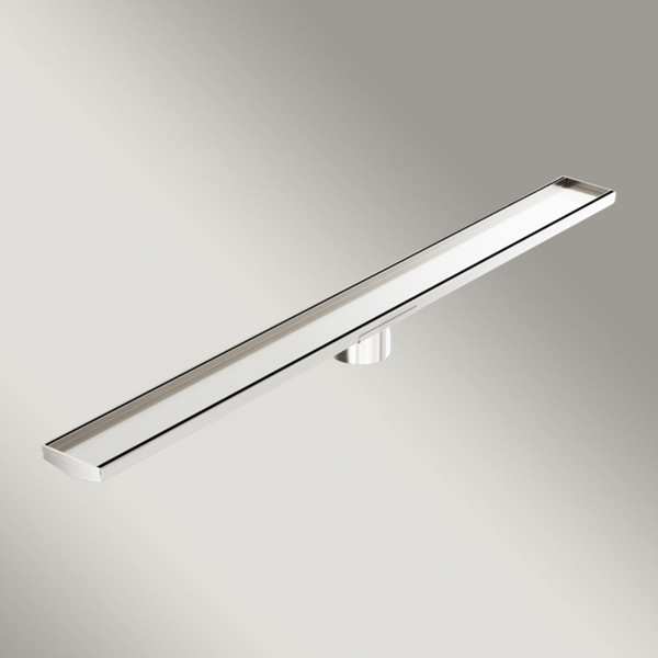 Nero Tile Insert V Channel 1200x106mm Floor Grate 90mm Outlet Brushed Nickel