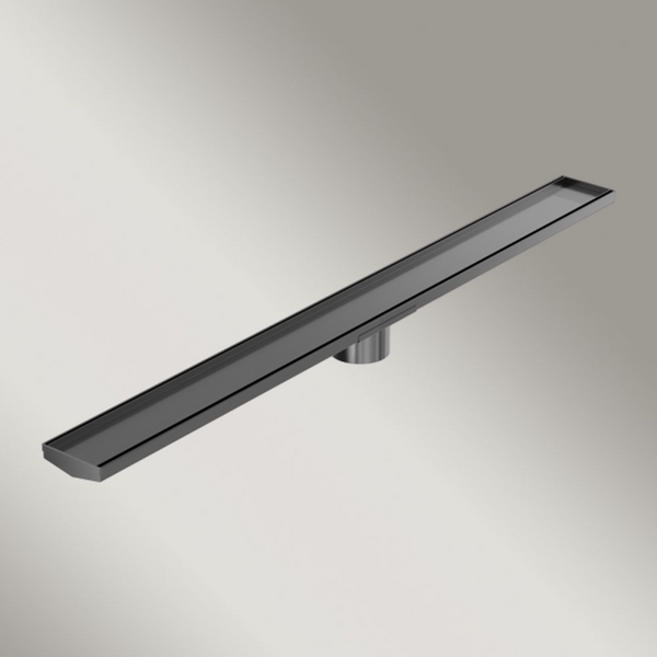 Nero Tile Insert V Channel 1200x106mm Floor Grate 90mm Outlet Gunmetal