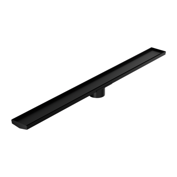 Nero Tile Insert V Channel 1200x106mm Floor Grate 90mm Outlet Matte Black