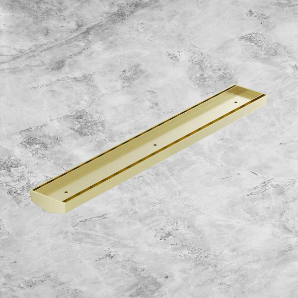 Nero Tile Insert V Channel 600x82mm Floor Grate (without Outlet) Brushed Gold