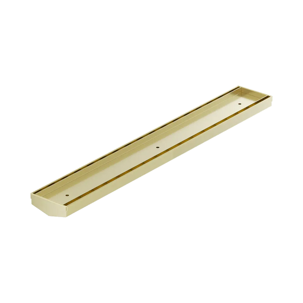 Nero Tile Insert V Channel 600x82mm Floor Grate (without Outlet) Brushed Gold