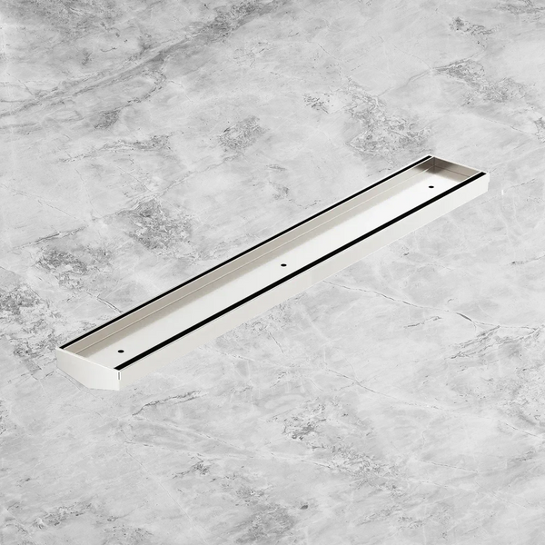 Nero Tile Insert V Channel 600x82mm Floor Grate (without Outlet) Brushed Nickel