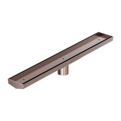 Nero Tile Insert V Channel 600x82mm Floor Grate 50mm Outlet Brushed Bronze