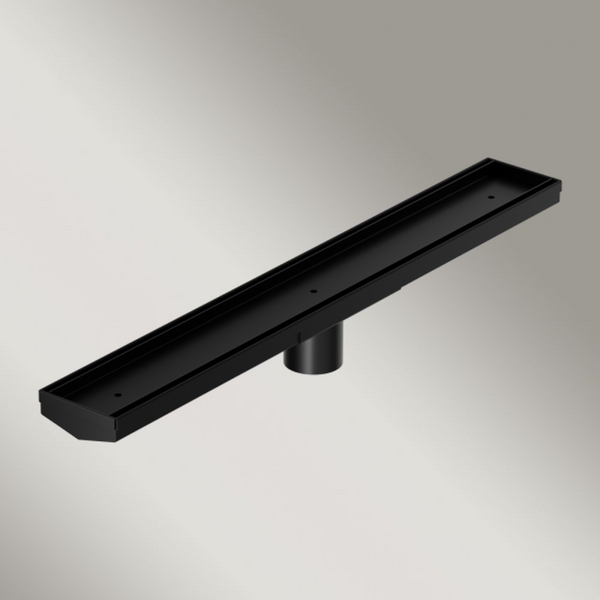 Nero Tile Insert V Channel 600x82mm Floor Grate 50mm Outlet Matte Black