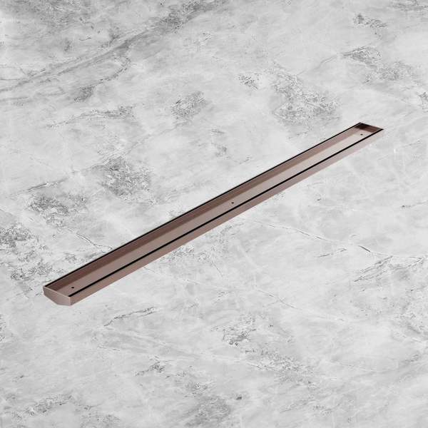 Nero Tile Insert V Channel 1200x82mm Floor Grate (without Outlet) Brushed Bronze