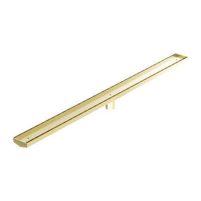 Nero Tile Insert V Channel 1200x82mm Floor Grate 50mm Outlet Brushed Gold